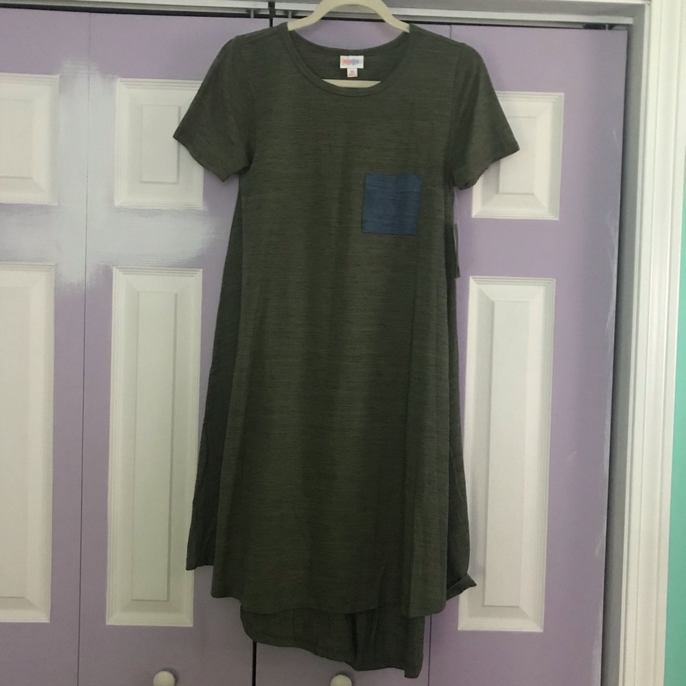 NWT LuLaRoe Olive Green Carly Dress, Size XS